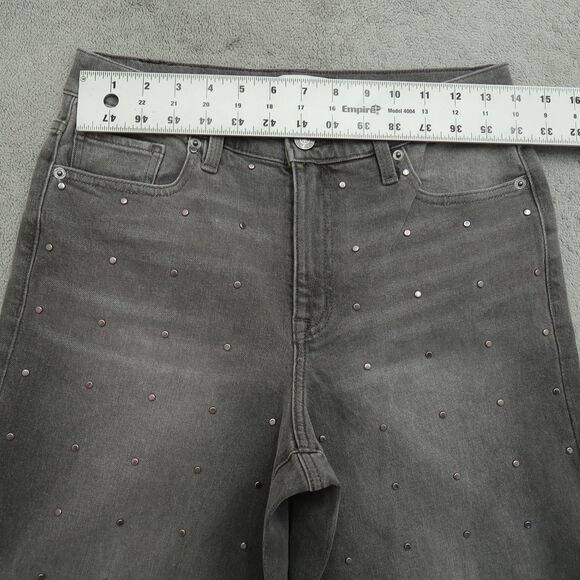 DKNY Jeans Women's Size 27 Gray High-Rise Wide-Leg Denim 31" Inseam Embellished - Picture 16 of 16